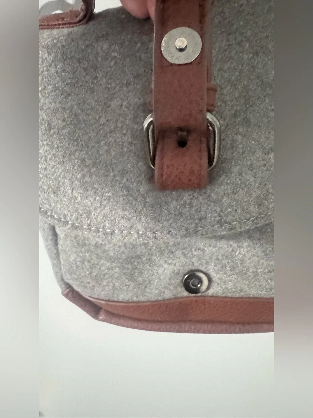 Something Strong Small Wool Messenger Crossbody Bag Gray/Brown